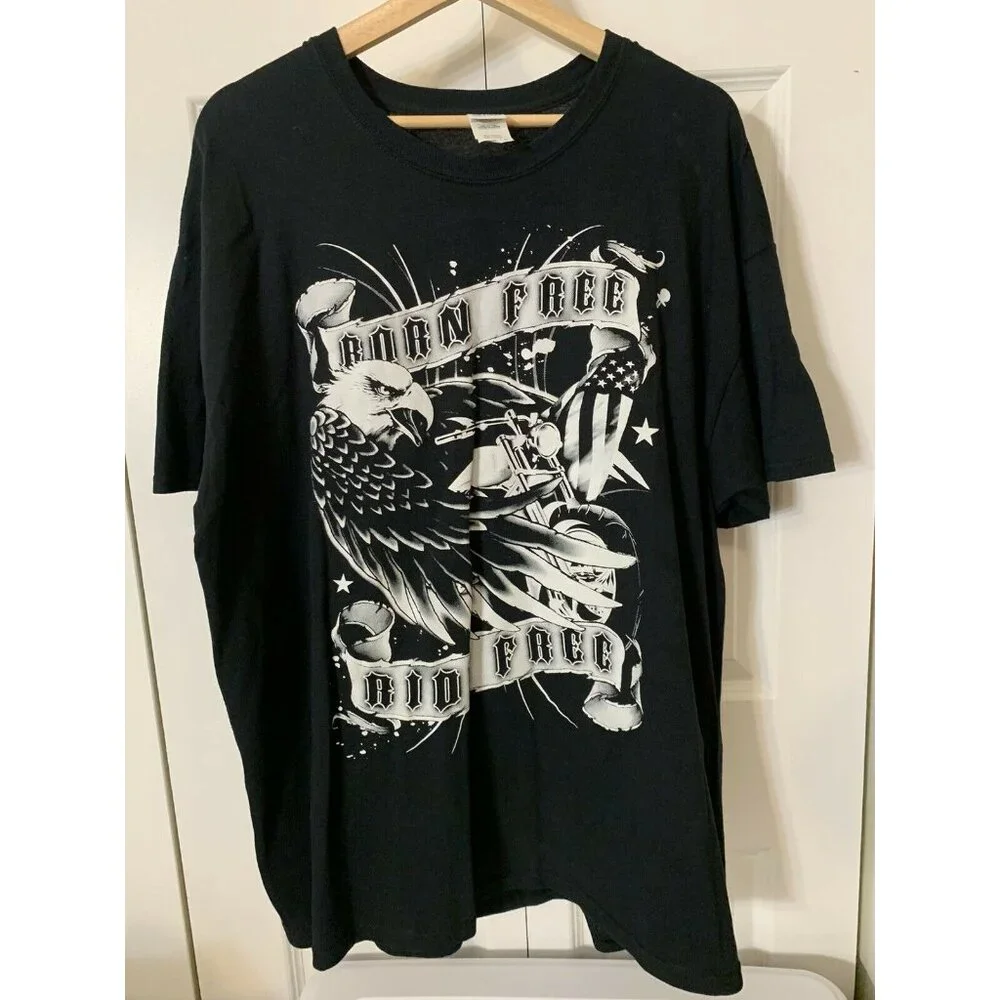 Born Free Ride Free Motorcycle‎ Eagle Sz XL Gildan T Shirt